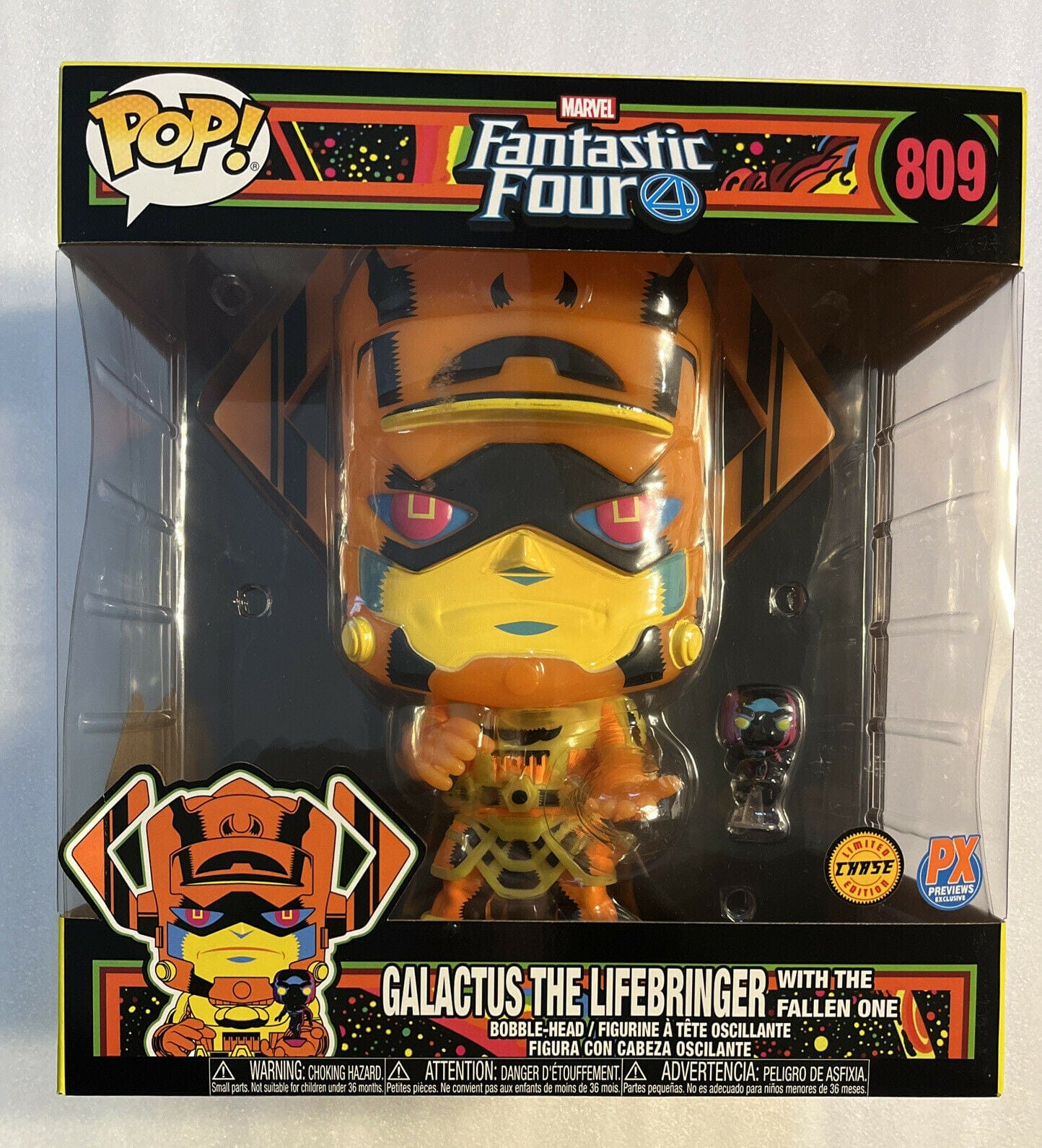 FUNKO COMIC BOOKS Funko Pop! Black Light 10-Inch Galactus W/ Silver Surfer #809 CHASE PX Preview